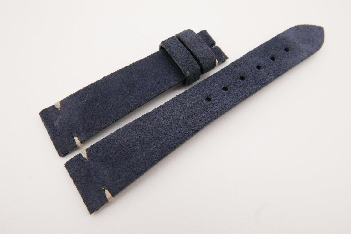 19mm/16mm Dark Blue Genuine Suede Leather Watch strap #WT3621