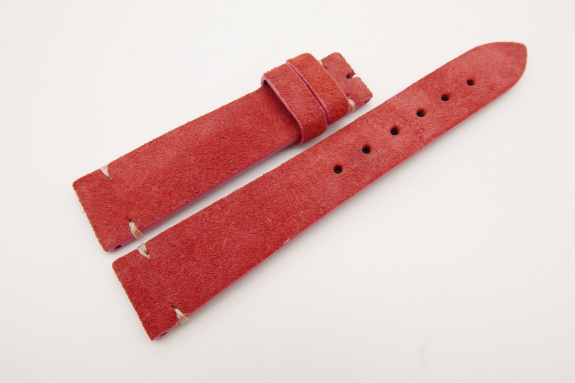 19mm/16mm Red Genuine Suede Leather Watch strap #WT3626