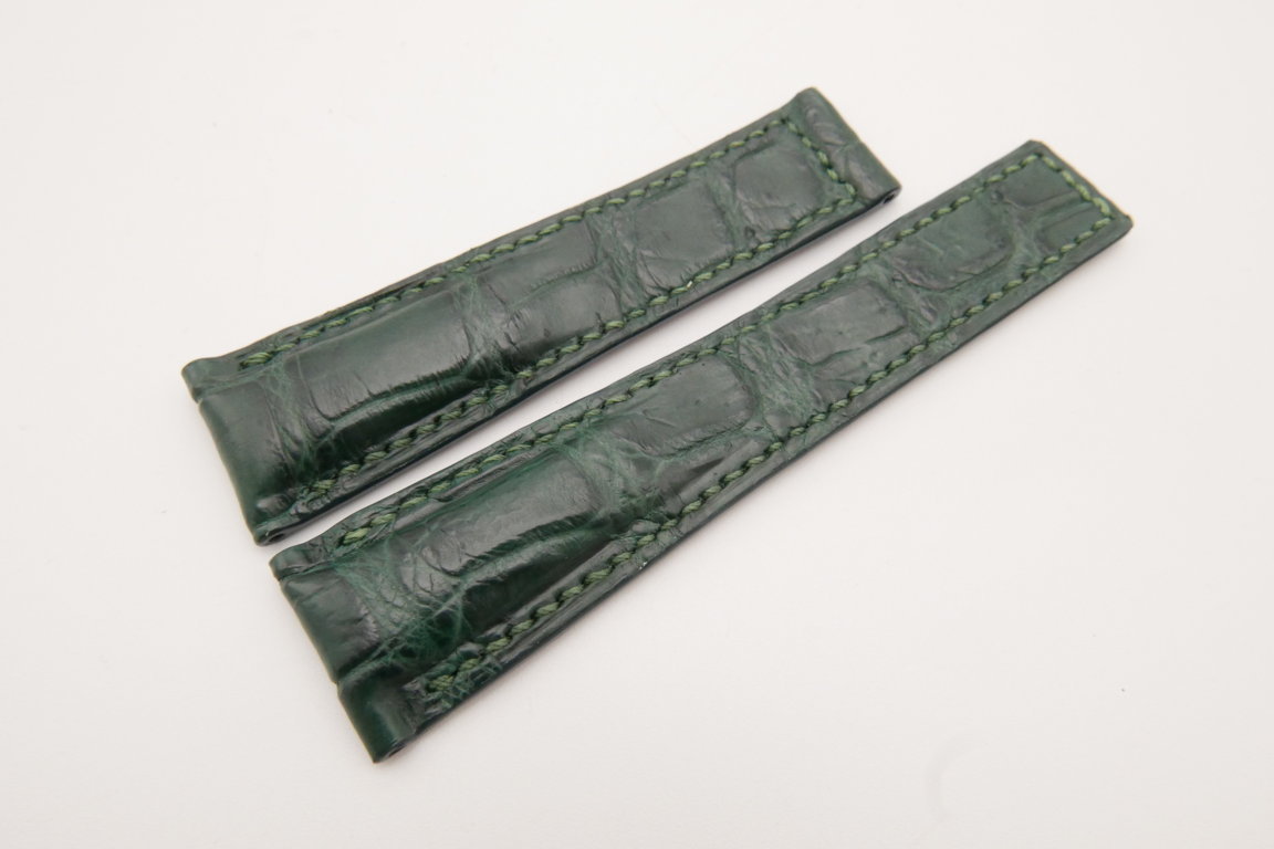 22mm/18mm Dark Green Genuine CROCODILE Skin Leather Deployment Strap For Tag Heuer #WT3645