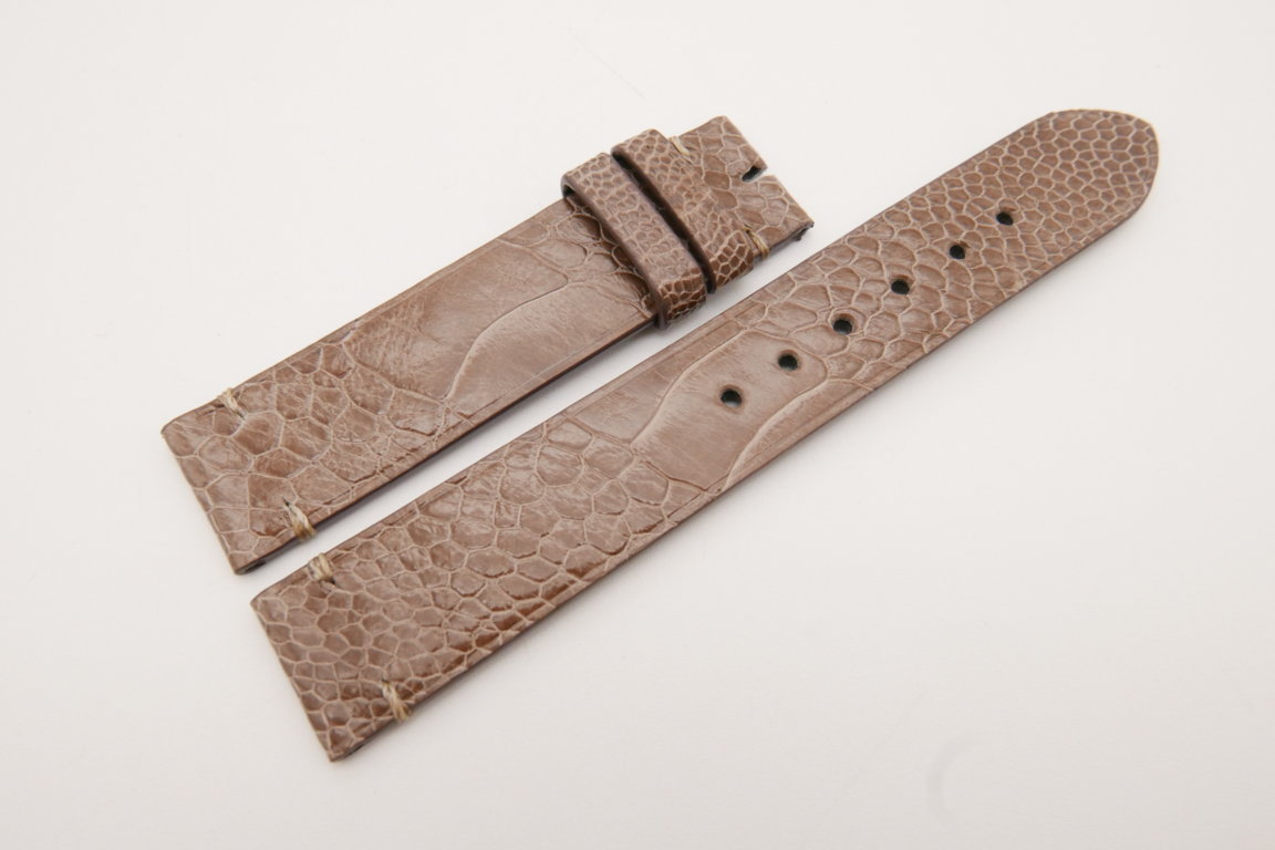 18mm/18mm Light Brown Genuine OSTRICH Skin Leather Watch Strap #WT3583