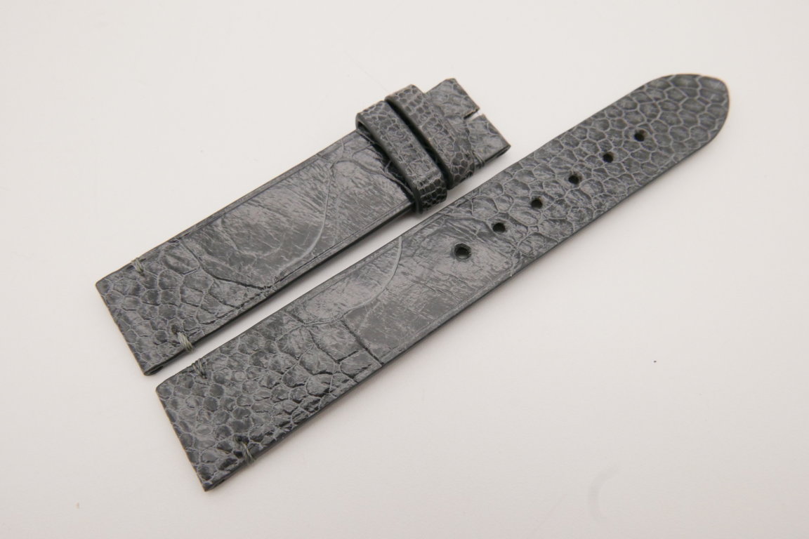 18mm/18mm Gray Genuine OSTRICH Skin Leather Watch Strap #WT3591