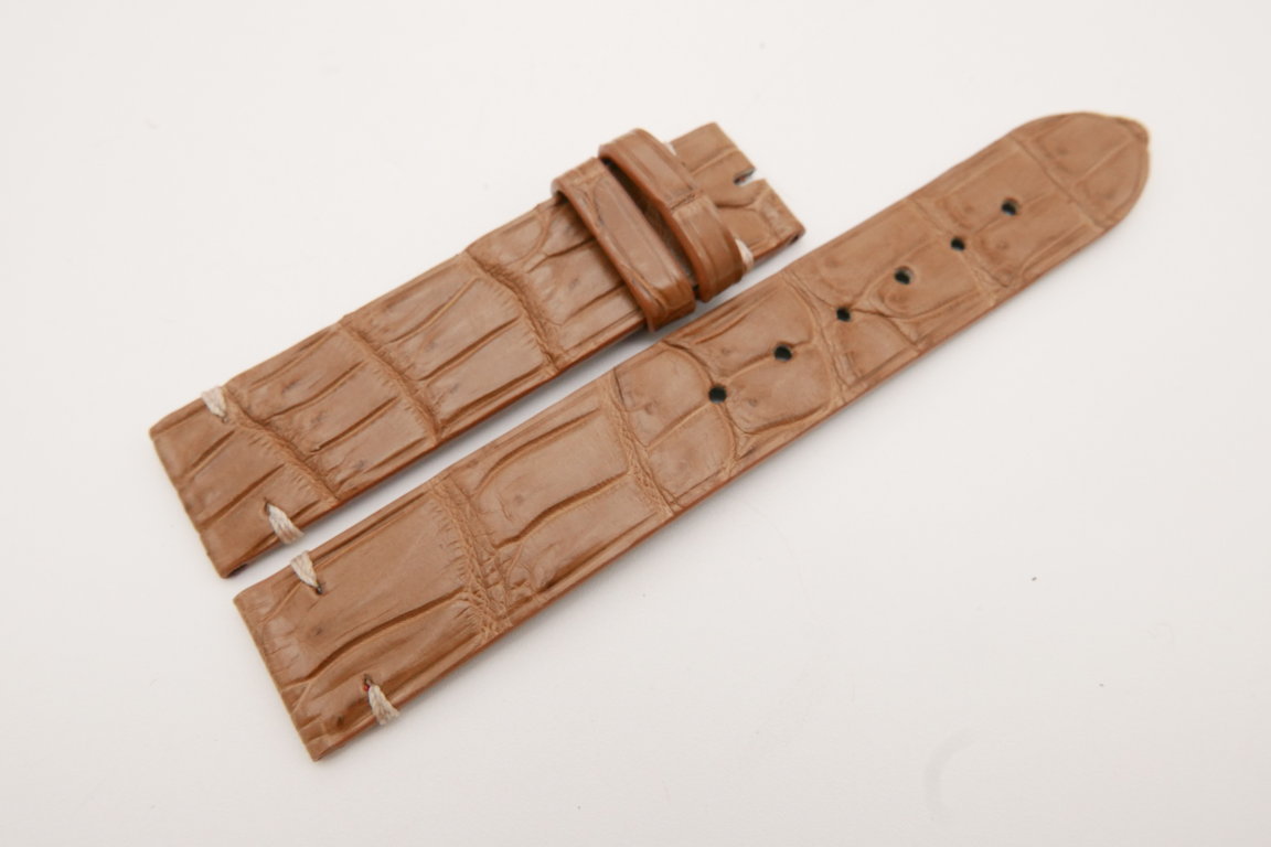 18mm/18mm Light Brown Genuine CROCODILE Skin Leather Watch Strap #WT3596