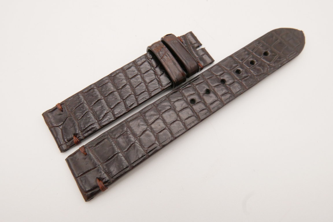 18mm/18mm Dark Brown Genuine CROCODILE Skin Leather Watch Strap #WT3600