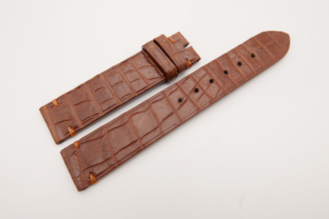 18mm/18mm Red Brown Genuine CROCODILE Skin Leather Watch Strap #WT3607