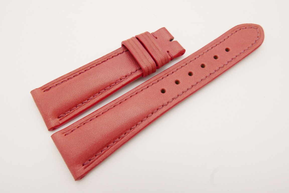 21mm/18mm Red Genuine Vegtan CALF Skin Leather Watch Strap #WT3657