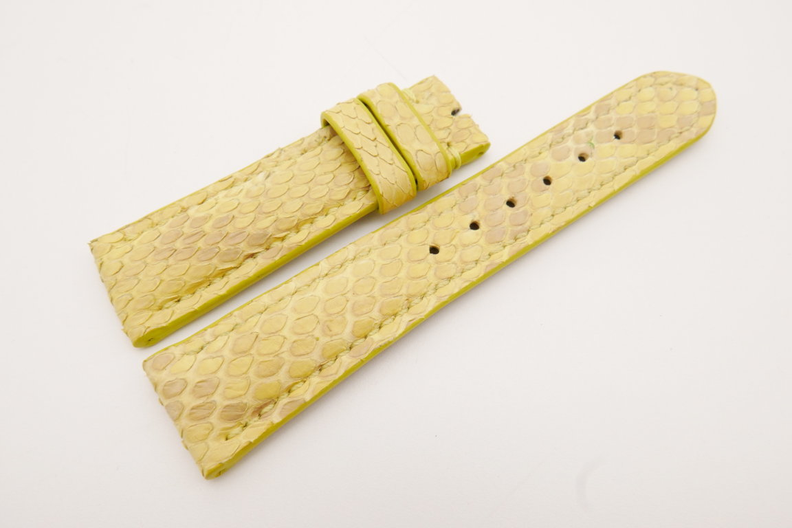 21mm/18mm Yellow Genuine PYTHON Skin Leather Watch Strap #WT3667