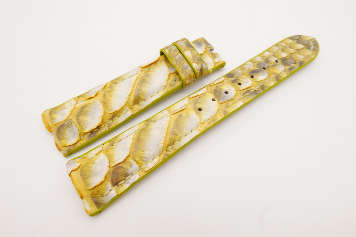 20mm/16mm Yellow Genuine PYTHON Skin Leather Watch Strap #WT3694