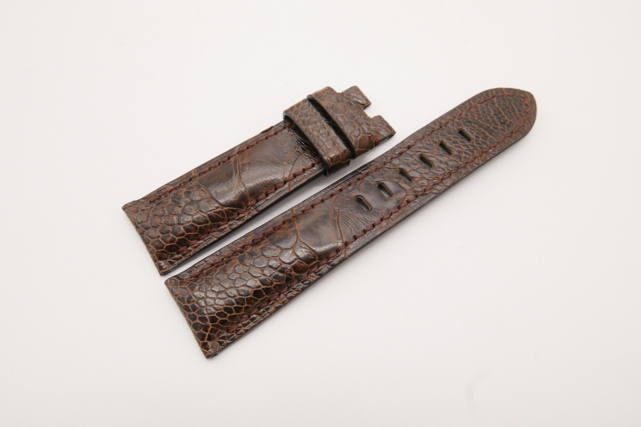 22mm/20mm Dark Brown Genuine OSTRICH Skin Leather Watch Strap for Panerai #WT3713