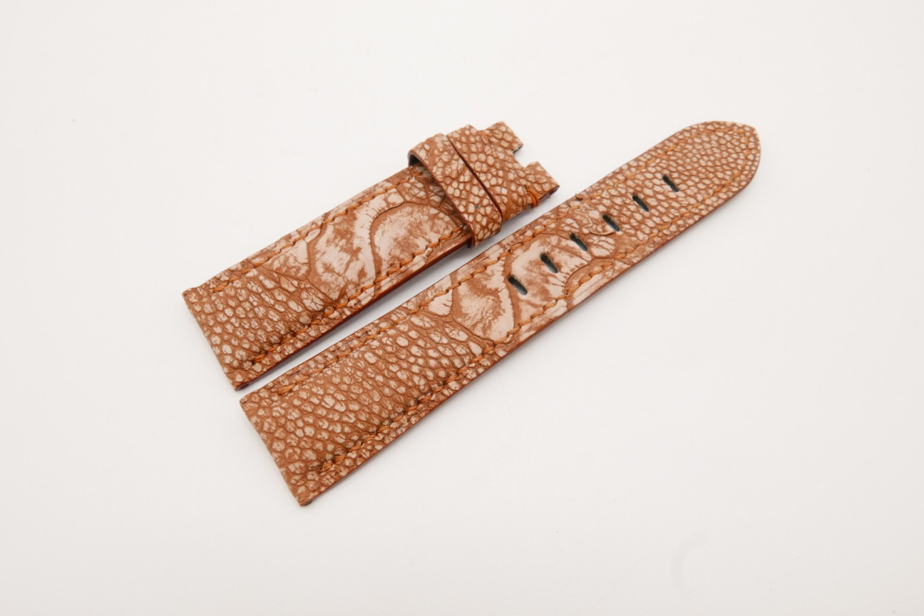 22mm/20mm Brown Genuine OSTRICH Skin Leather Stonewash Watch Strap for Panerai #WT3715