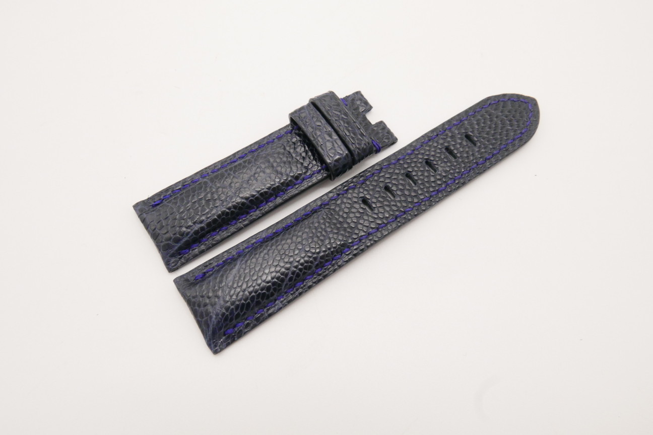 22mm/20mm Dark Navy Blue Genuine OSTRICH Skin Leather Watch Strap for Panerai #WT3717