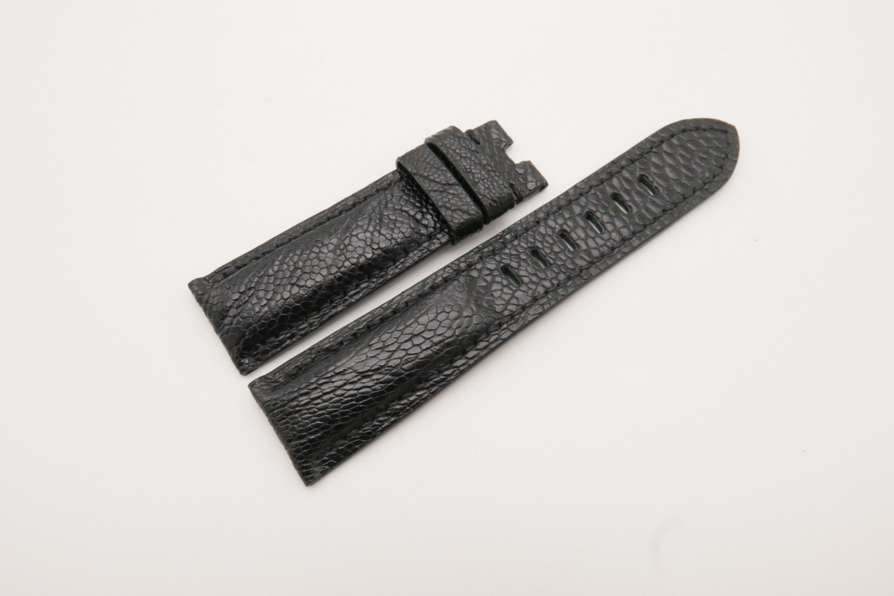 22mm/20mm Black Genuine OSTRICH Skin Leather Watch Strap for Panerai #WT3719