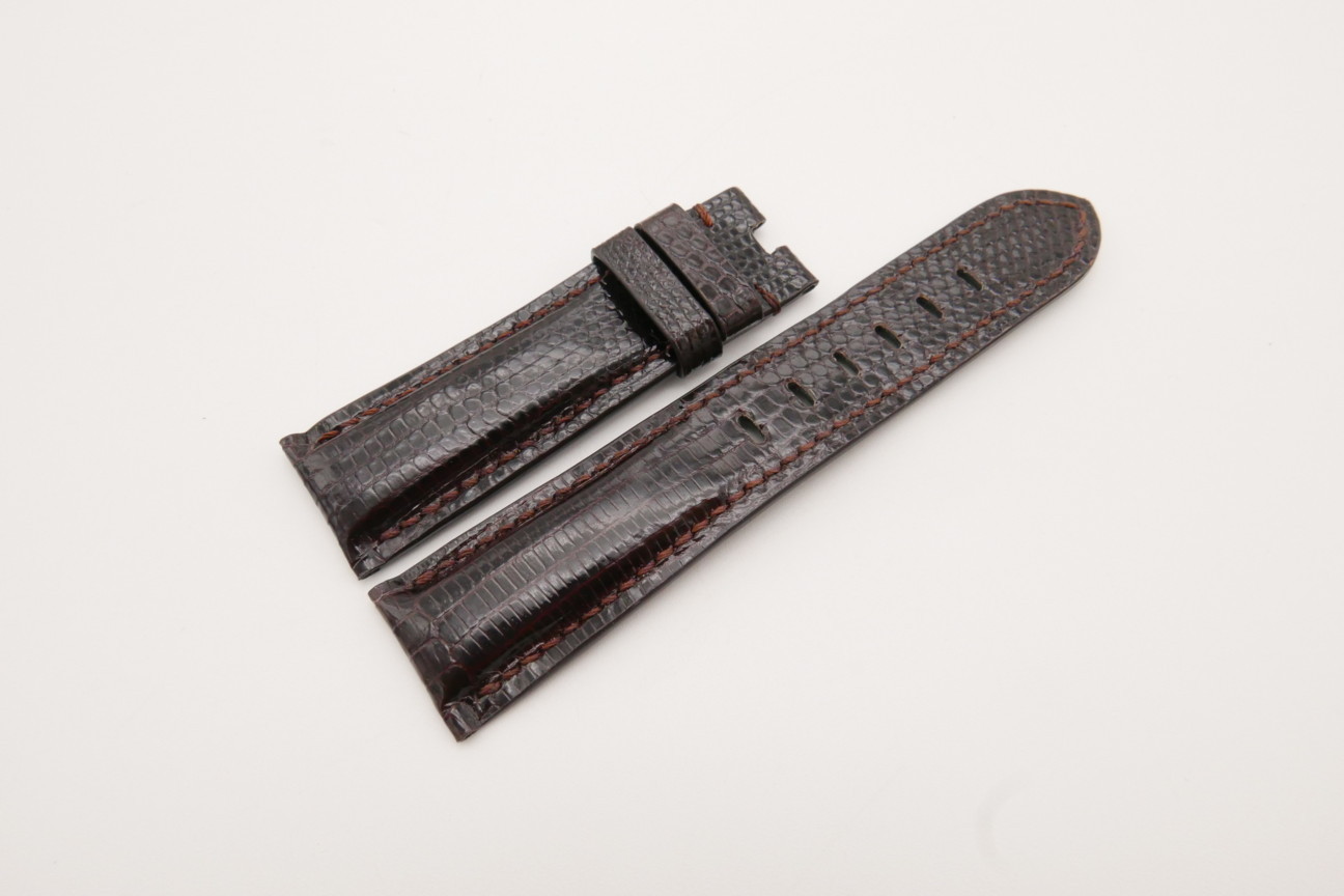 22mm/20mm Dark Brown Genuine LIZARD Skin Leather Watch Strap for Panerai #WT3721