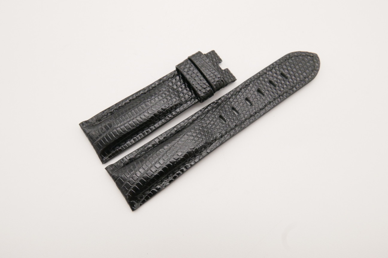 22mm/20mm Black Genuine LIZARD Skin Leather Watch Strap for Panerai #WT3722