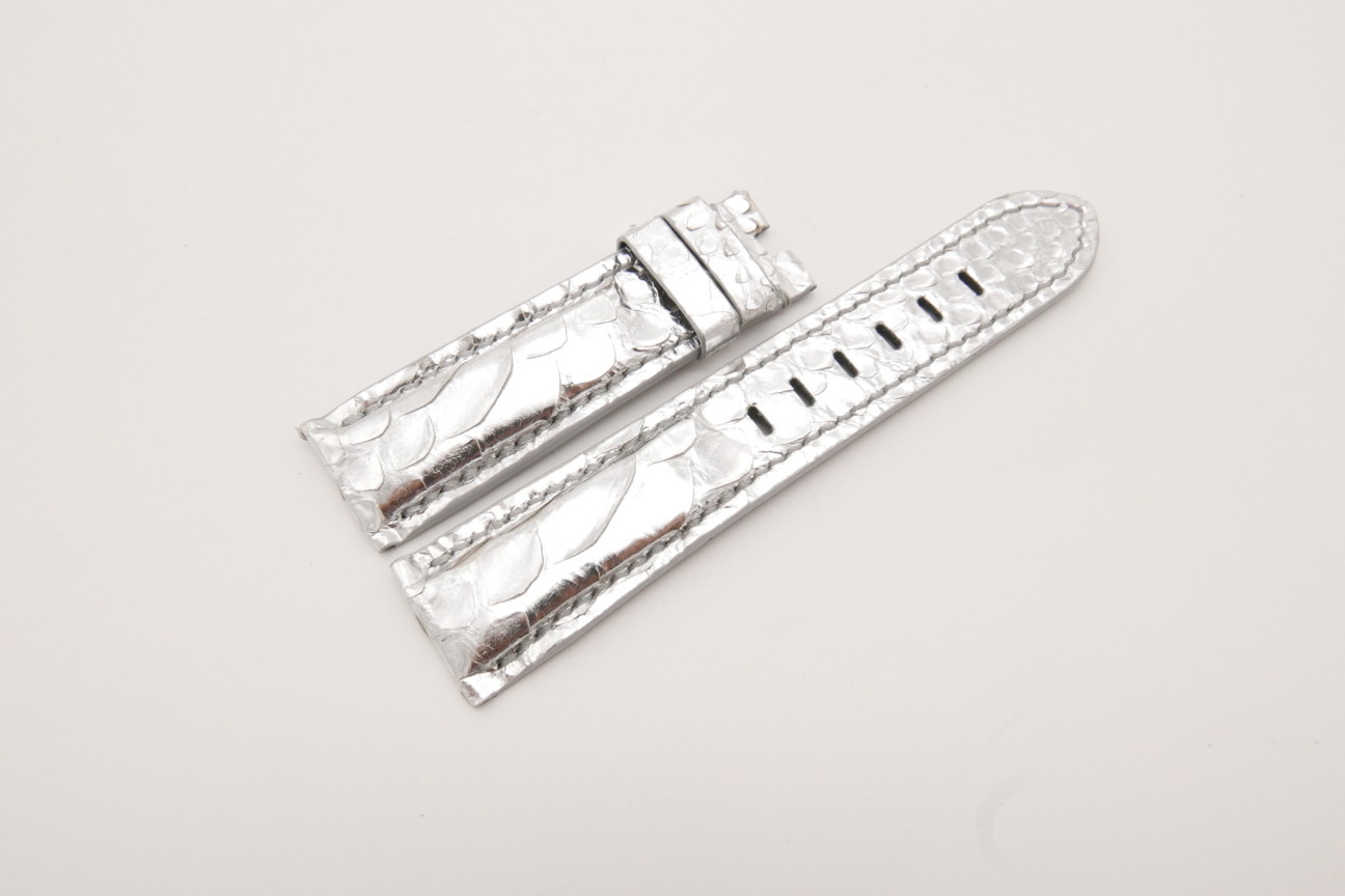 22mm/20mm Silver Genuine PYTHON Skin Leather Watch Strap for Panerai #WT3735