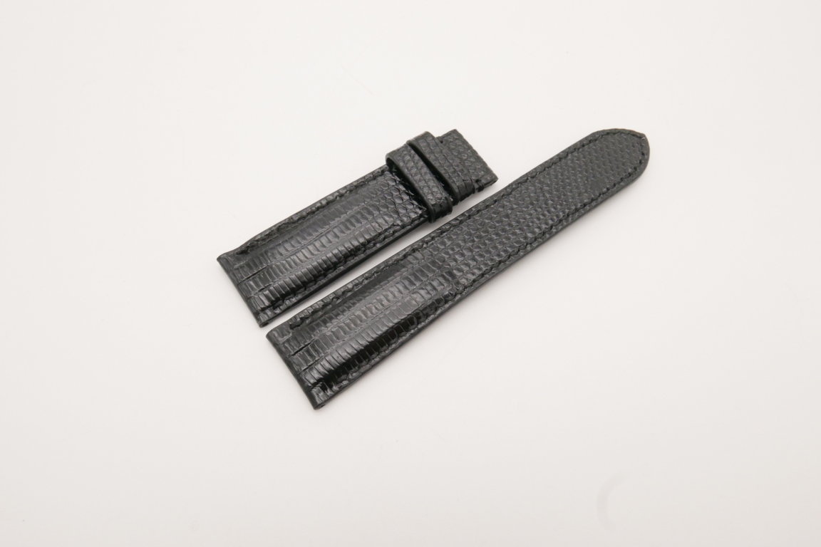 22mm/20mm Black Genuine LIZARD Skin Leather Watch Strap #WT3787