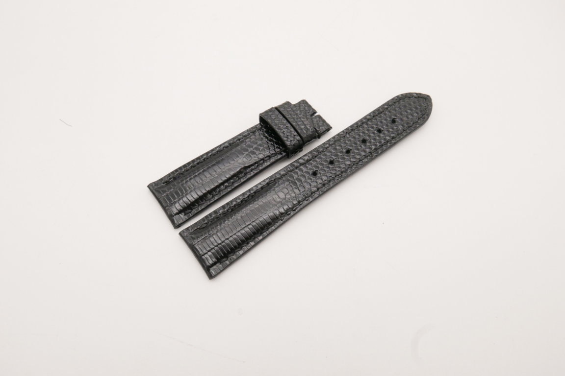 21mm/18mm Black Genuine LIZARD Skin Leather Watch Strap #WT3857