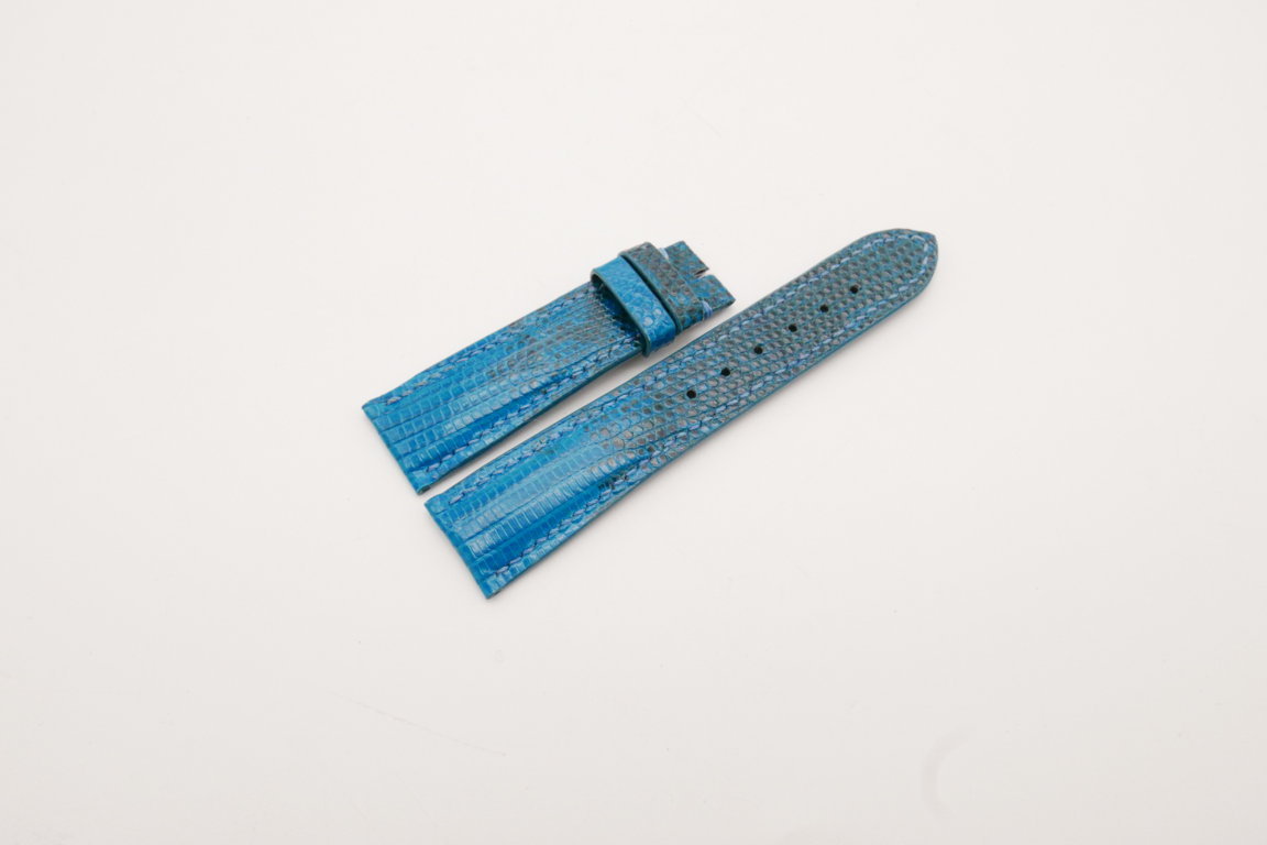 21mm/18mm Blue Genuine LIZARD Skin Leather Watch Strap #WT3895