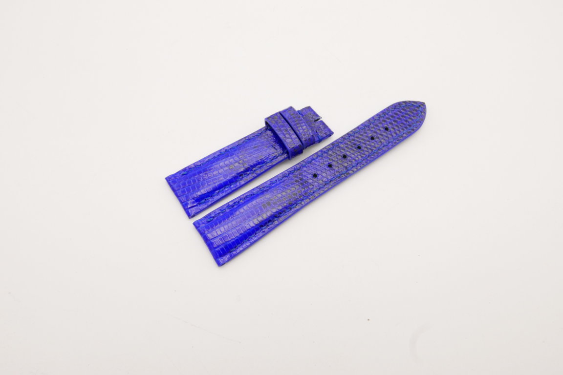 21mm/18mm Cobalt Blue Genuine LIZARD Skin Leather Watch Strap #WT3897
