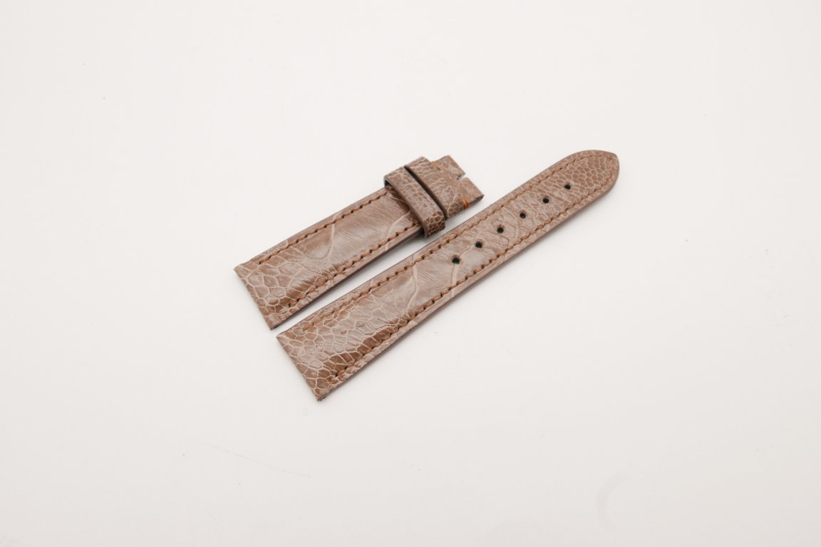 21mm/18mm Light Brown Genuine OSTRICH Skin Leather Watch Strap #WT3900