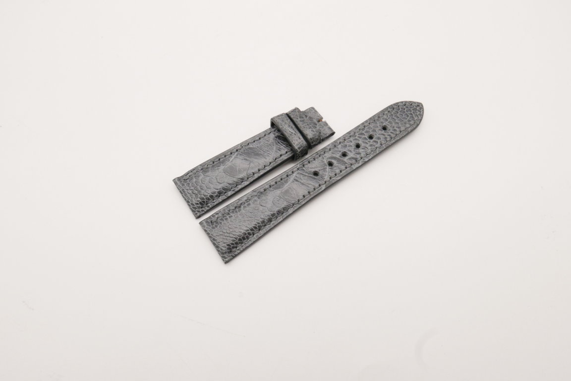 21mm/18mm Gray Genuine OSTRICH Skin Leather Watch Strap #WT3914