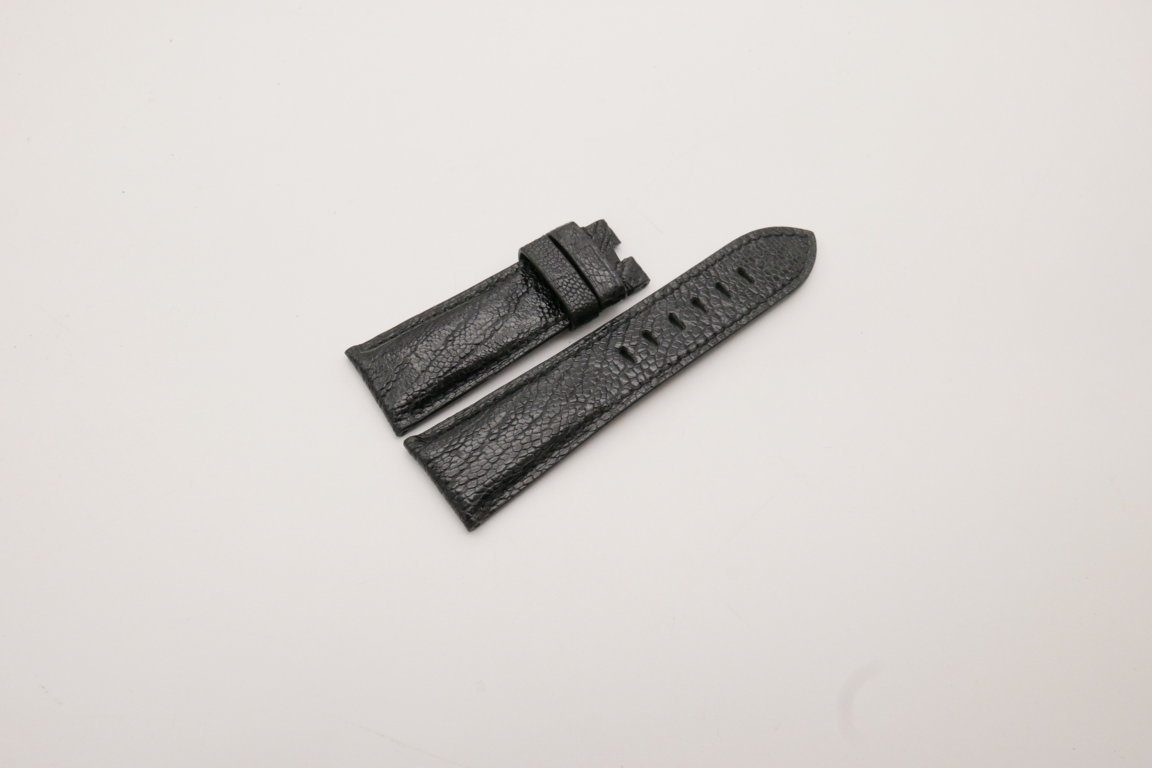 26mm/22mm Black Genuine Ostrich Skin Leather Watch Strap for PANERAI #WT3951