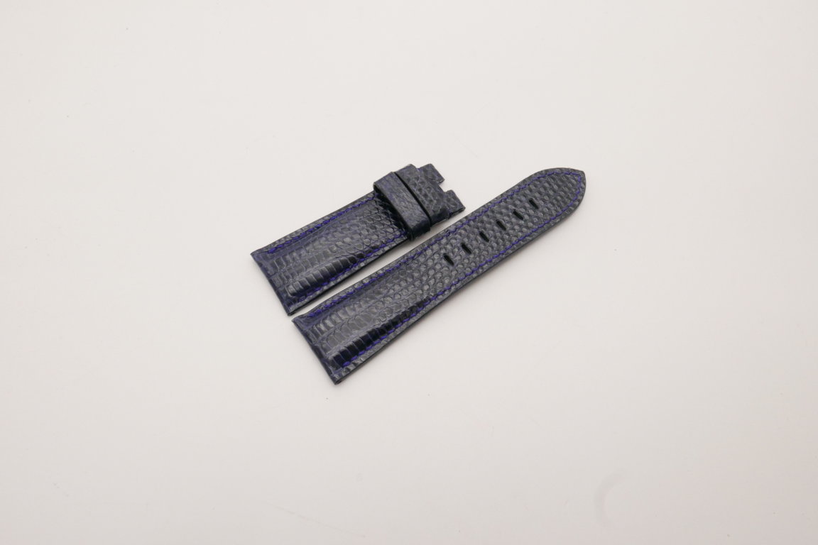 26mm/22mm Dark Navy Blue Genuine Lizard Skin Leather Watch Strap for PANERAI #WT3962