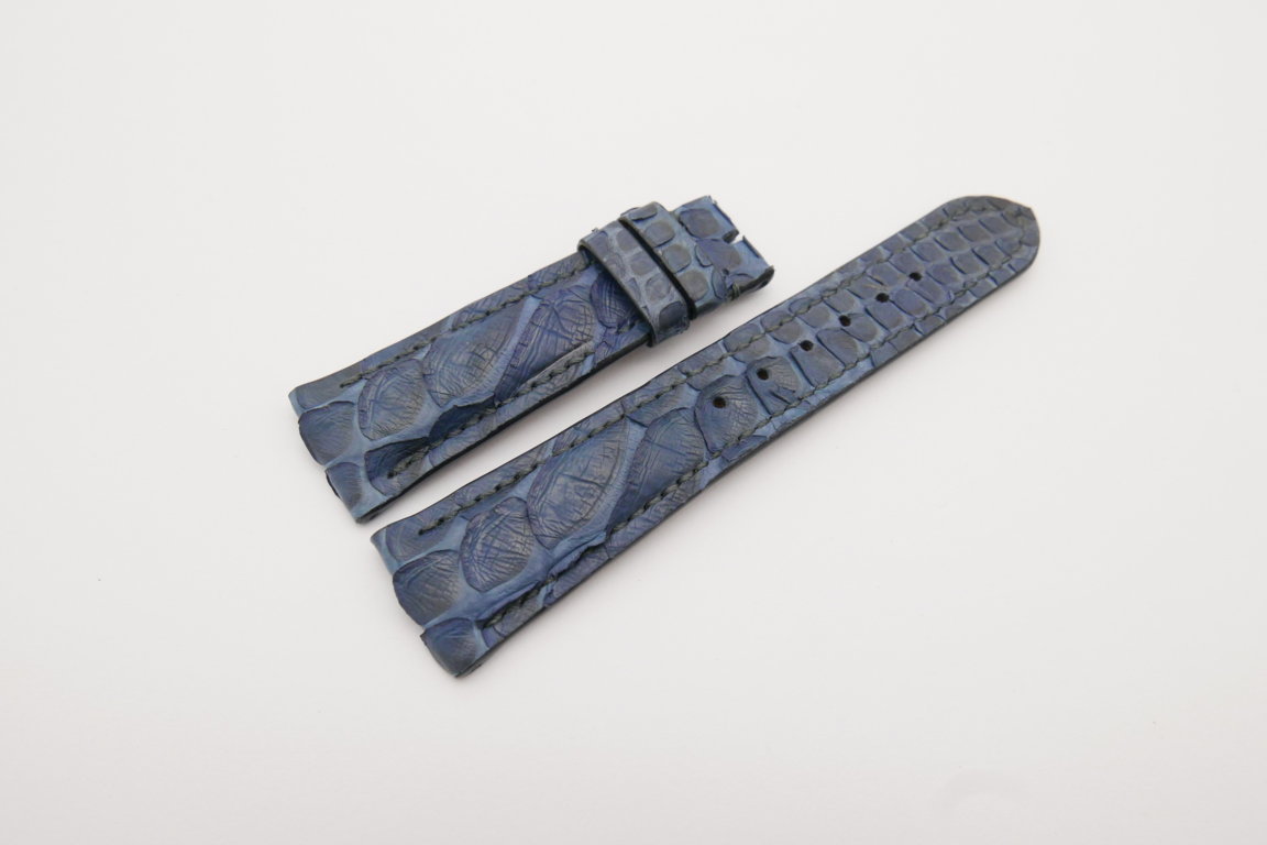 22mm/18mm Dark Navy Blue Genuine Python Skin Leather Watch Strap #WT4060