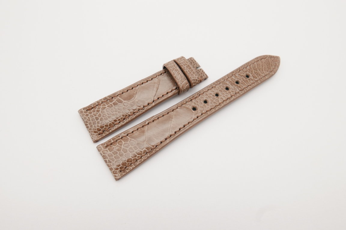 20mm/16mm Light Brown Genuine Ostrich Skin Leather Watch Strap#WT4086