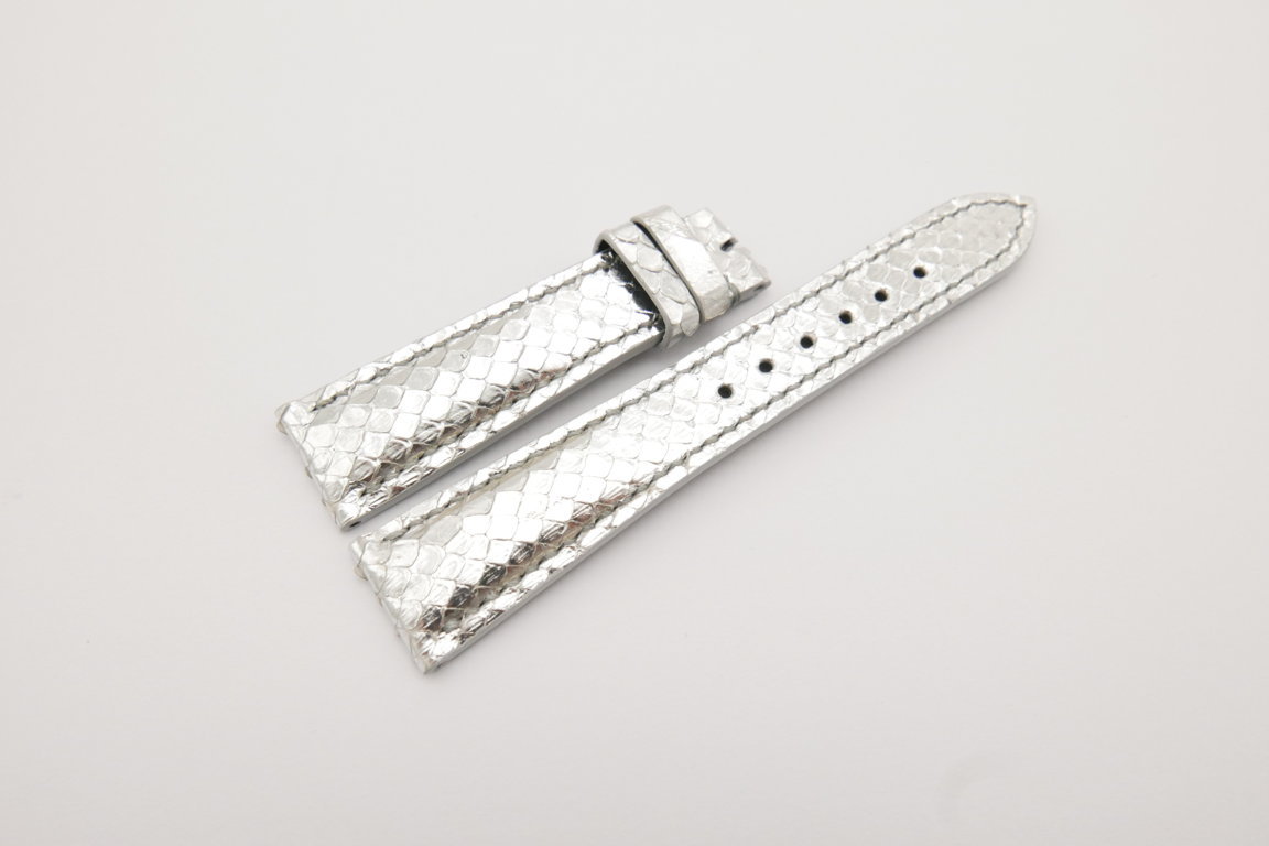 20mm/16mm Silver Genuine Python Skin Leather Watch Strap#WT4095