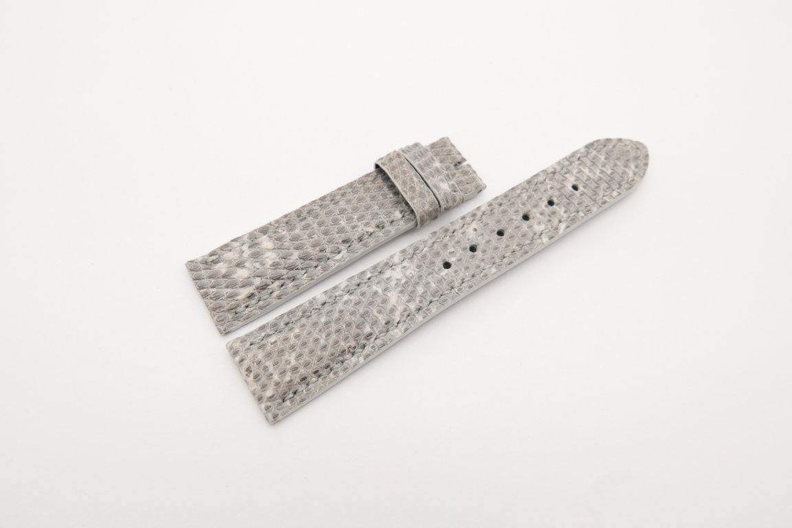 20mm/18mm Gray White Genuine Lizard Skin Leather Watch Strap #WT4187