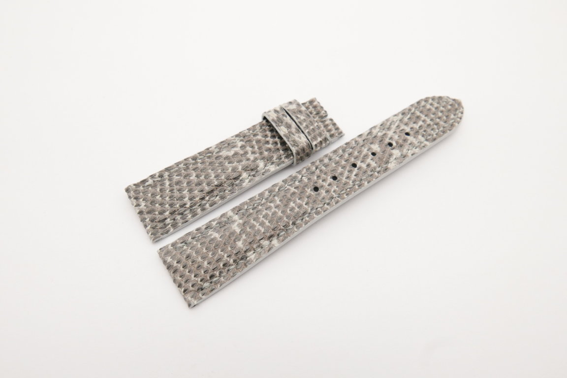 20mm/18mm Gray White Genuine Lizard Skin Leather Watch Strap #WT4188