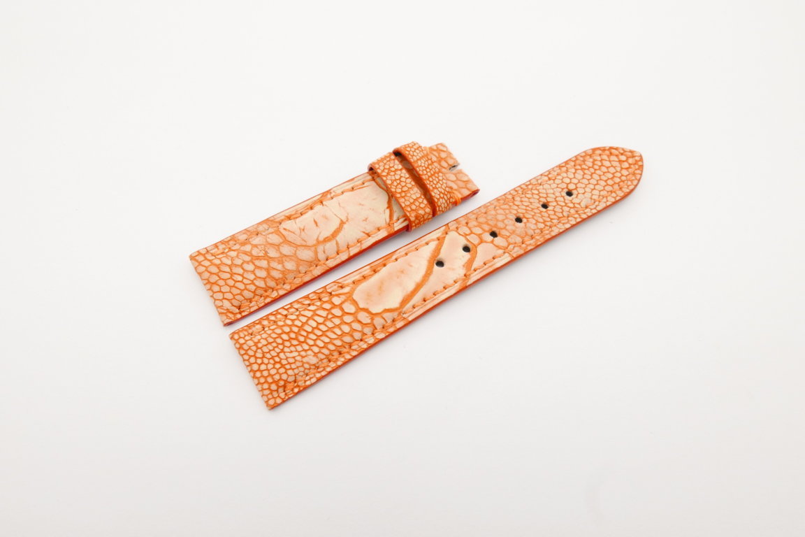 20mm/18mm Orange Genuine OSTRICH Skin Leather Stonewash Watch Strap #WT4238