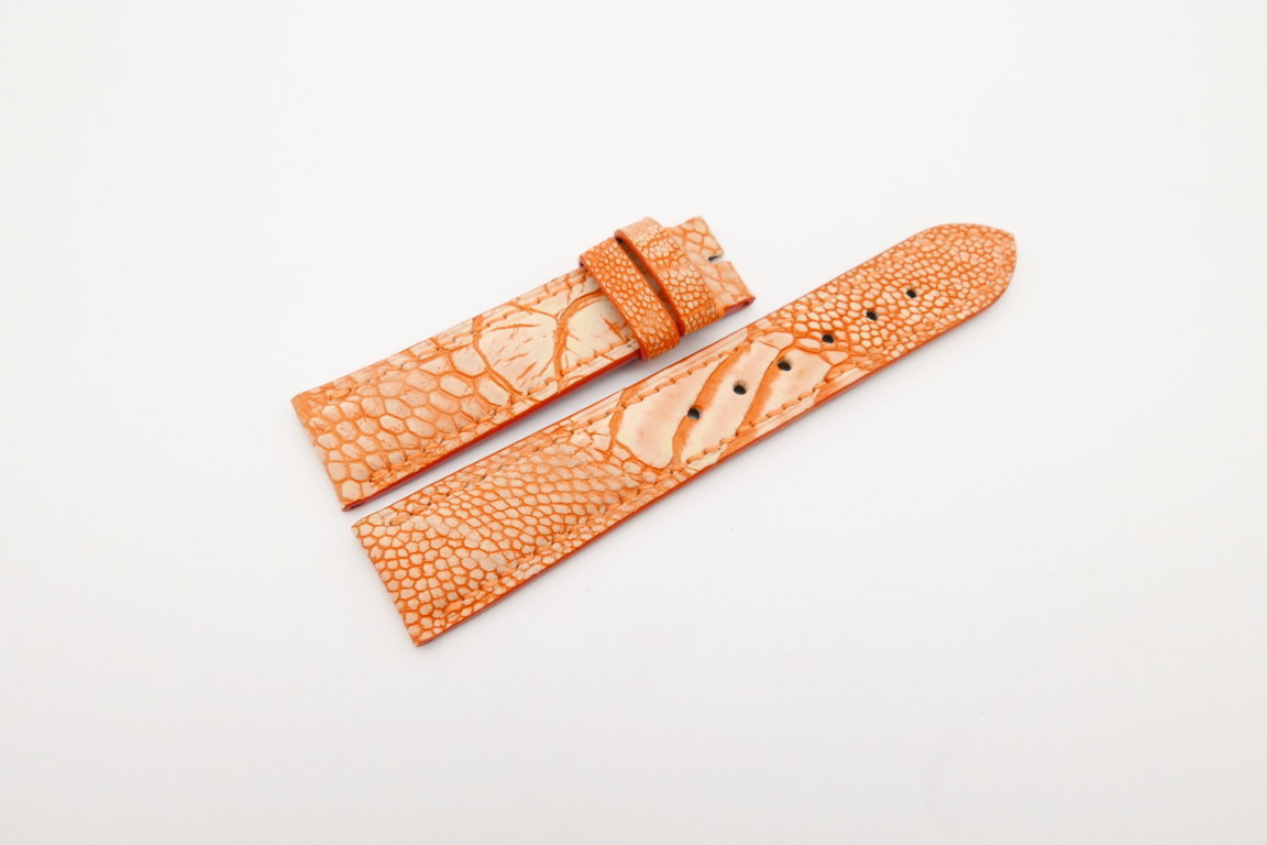 20mm/18mm Orange Genuine OSTRICH Skin Leather Stonewash Watch Strap #WT4239