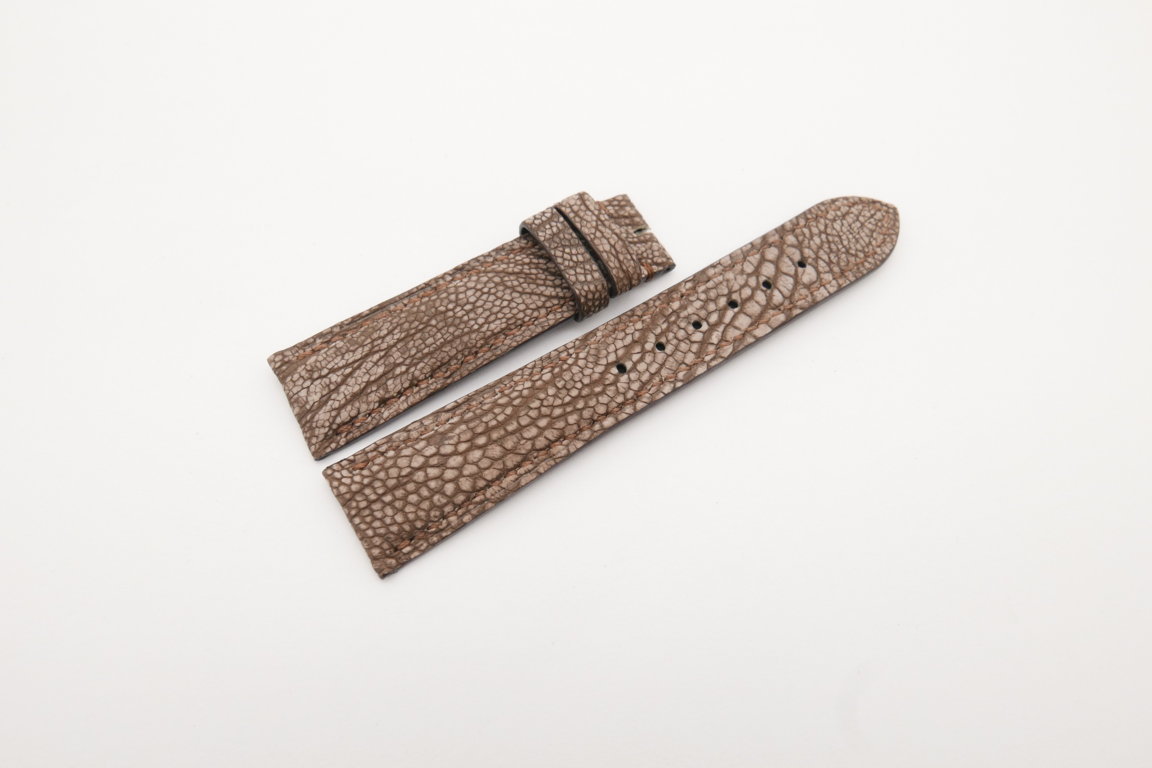 20mm/18mm Brown Genuine OSTRICH Skin Leather Stonewash Watch Strap #WT4241