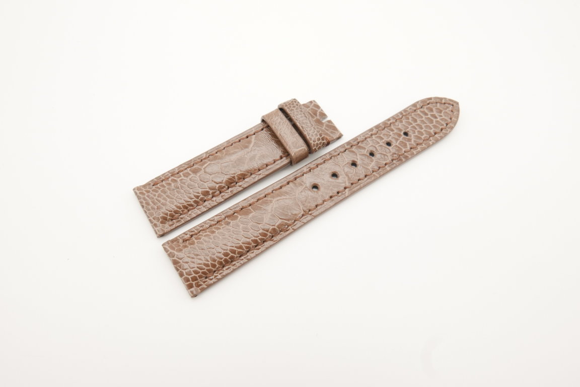 19mm/18mm Light Brown Genuine OSTRICH Skin Leather Watch Strap #WT4265