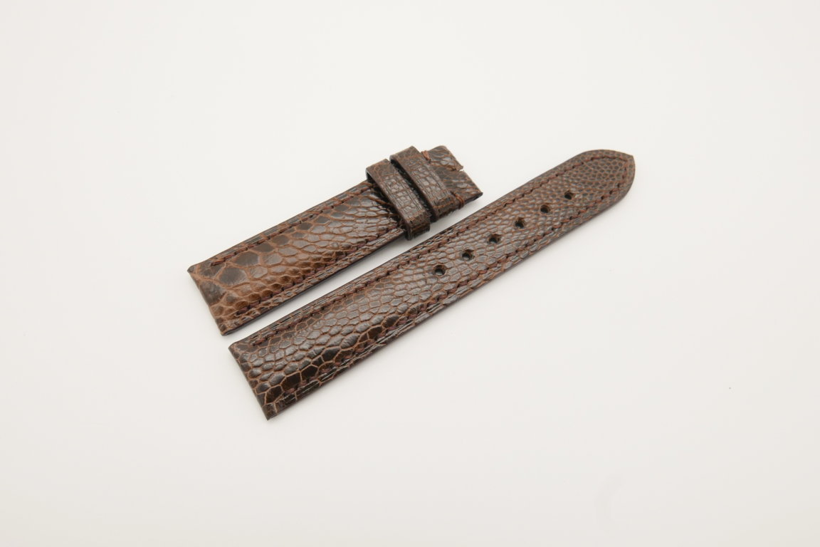 19mm/18mm Dark Brown Genuine OSTRICH Skin Leather Watch Strap #WT4269