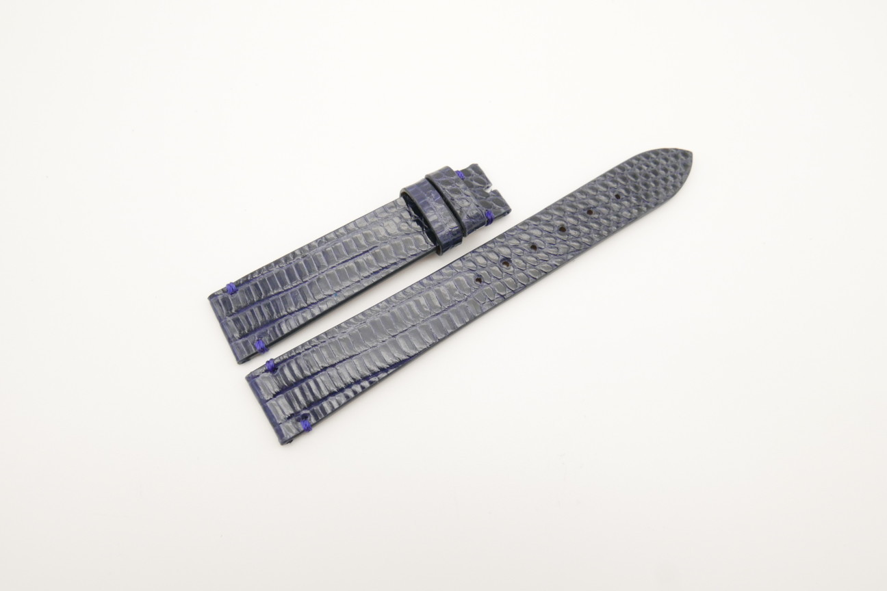 16mm/14mm Dark Navy Blue Genuine LIZARD Skin Leather Watch Strap #WT4301