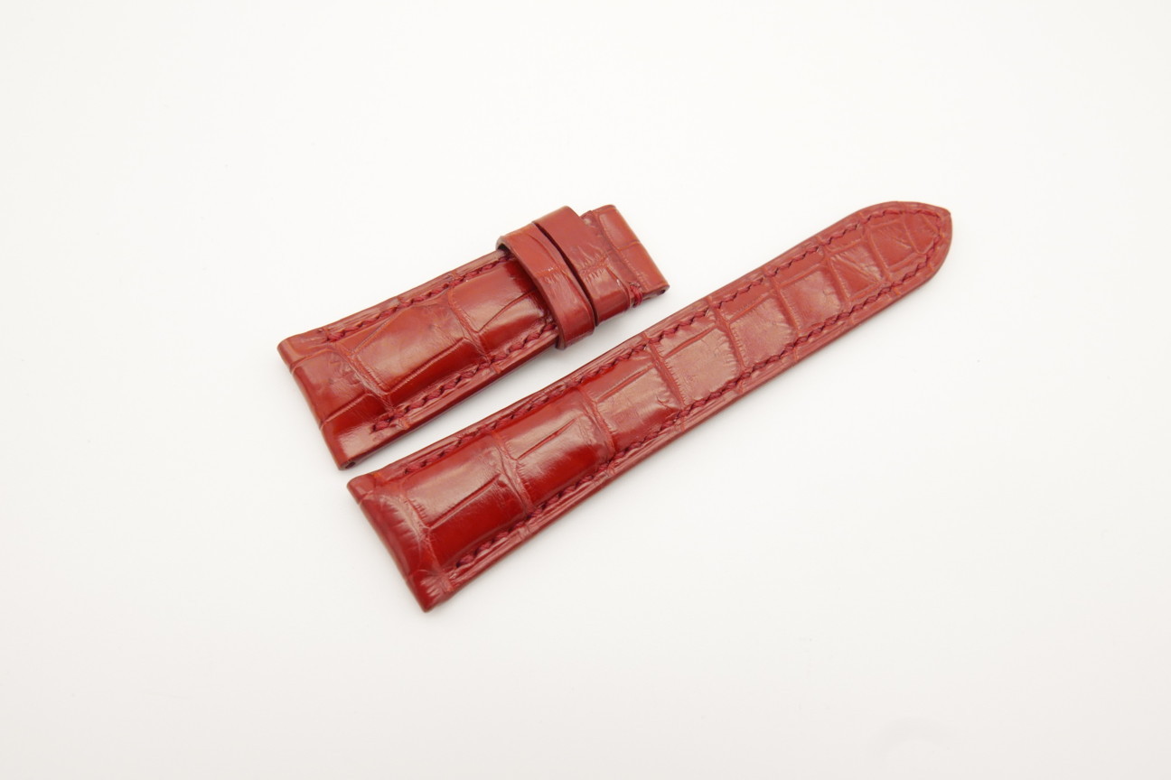 22mm/18mm Red Genuine Crocodile Skin Leather Watch Strap #WT4347