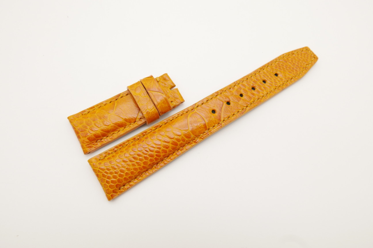 21mm/18mm Orange Genuine OSTRICH Skin Leather Deployment Strap for IWC #WT4405