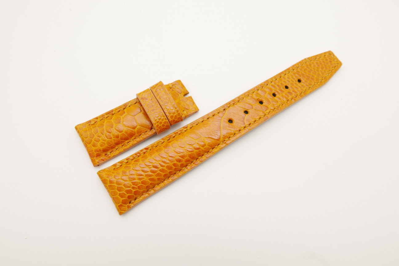 21mm/18mm Orange Genuine OSTRICH Skin Leather Deployment Strap for IWC #WT4406