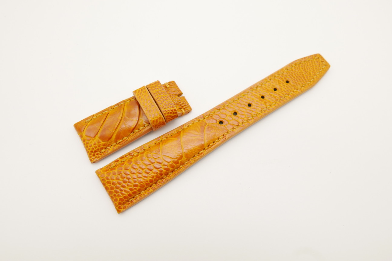 22mm/18mm Orange Genuine OSTRICH Skin Leather Deployment Strap for IWC #WT4449