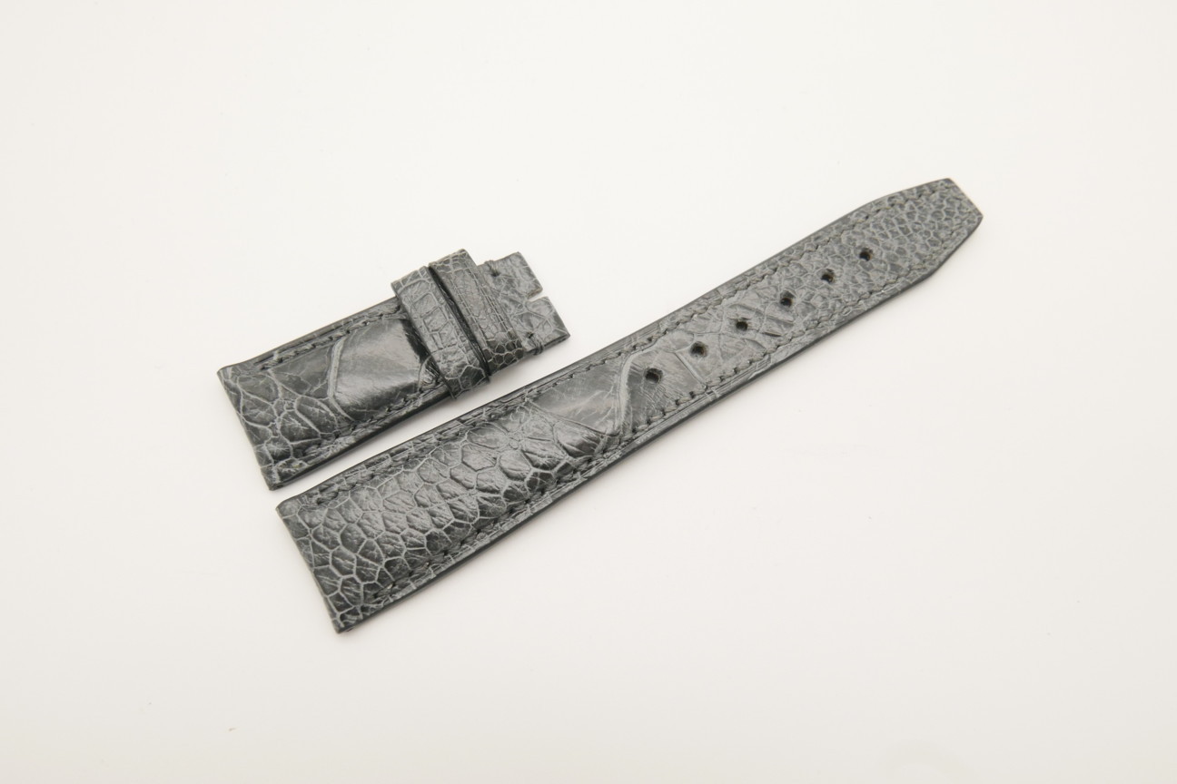22mm/18mm Gray Genuine OSTRICH Skin Leather Deployment Strap for IWC #WT4452