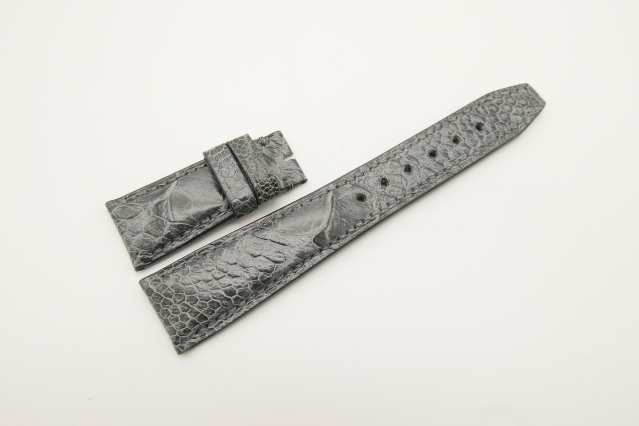 22mm/18mm Gray Genuine OSTRICH Skin Leather Deployment Strap for IWC #WT4453