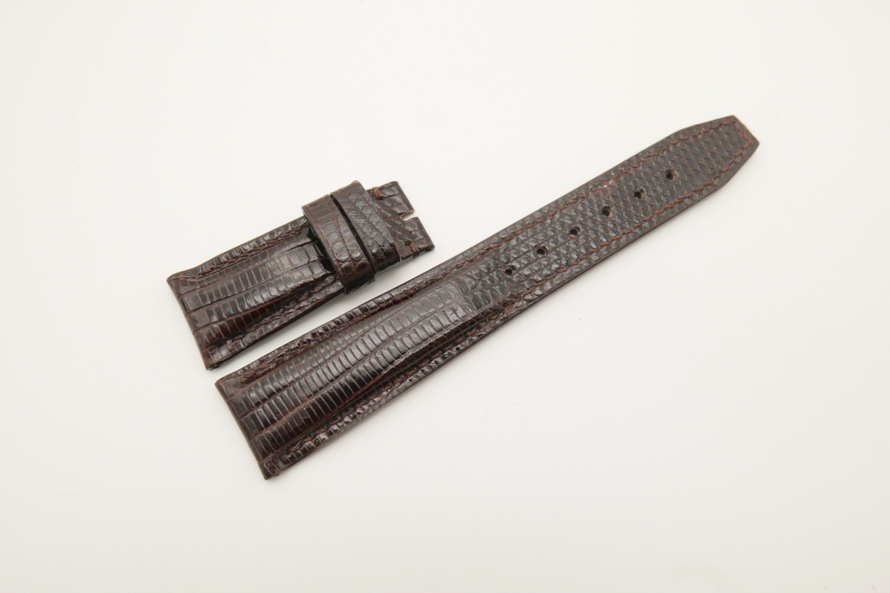 22mm/18mm Dark Brown Genuine Lizard Skin Leather Deployment Strap for IWC #WT4456