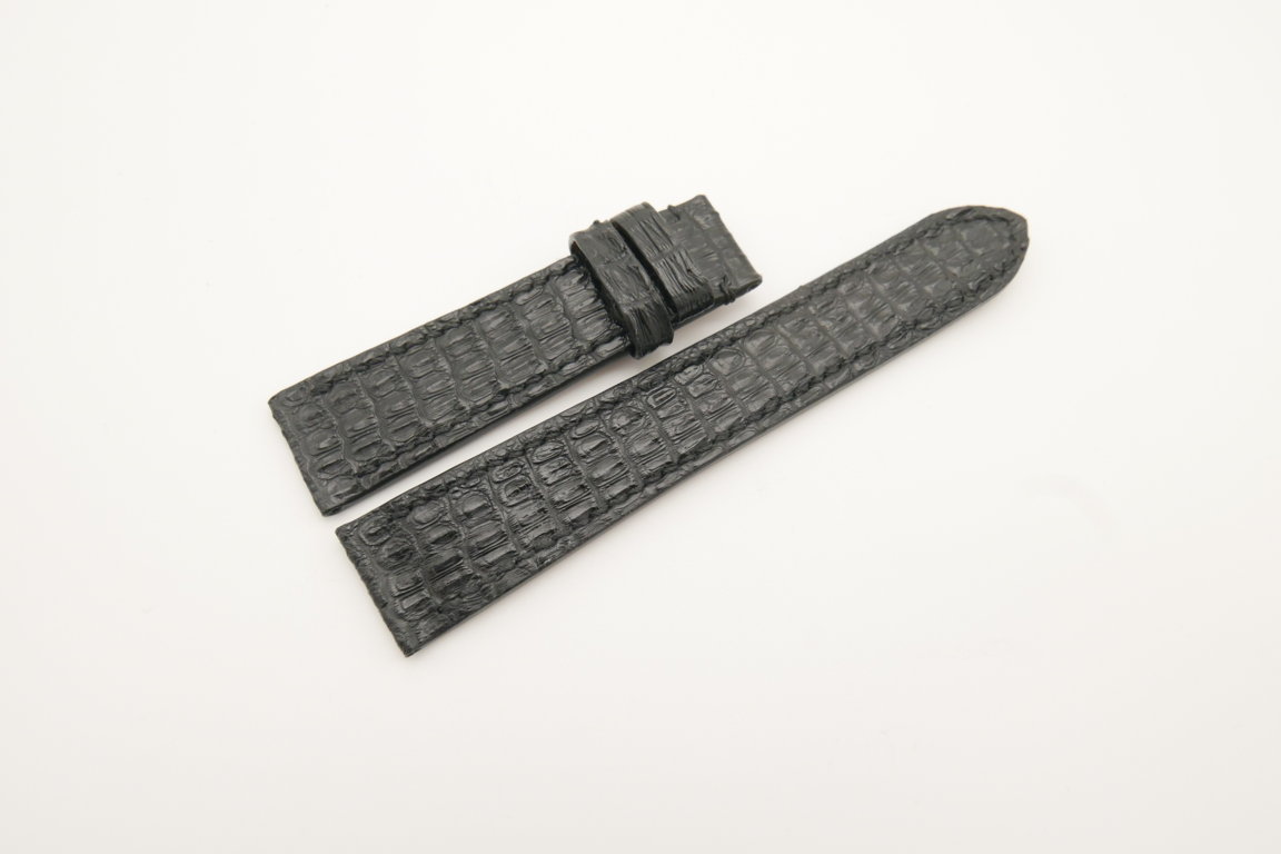 20mm/18mm Black Genuine Baby HORNBACK CROCODILE Skin Leather Watch Strap #WT4561