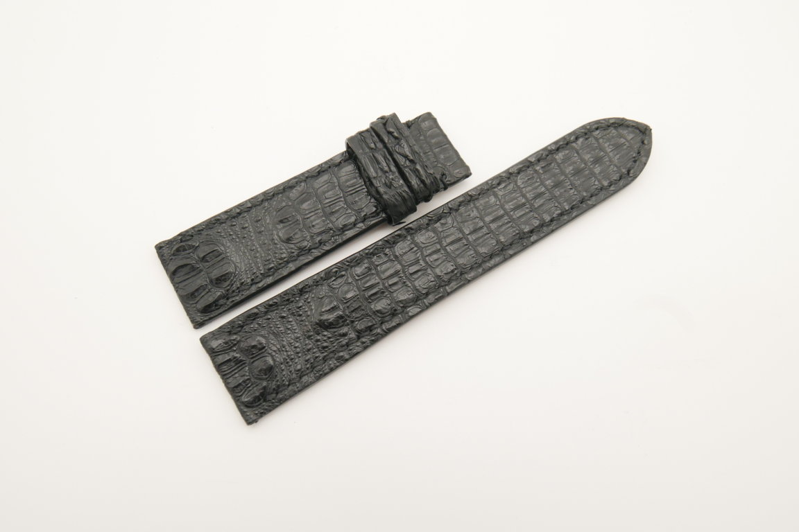 22mm/20mm Black Genuine Baby HORNBACK CROCODILE Skin Leather Watch Strap #WT4515