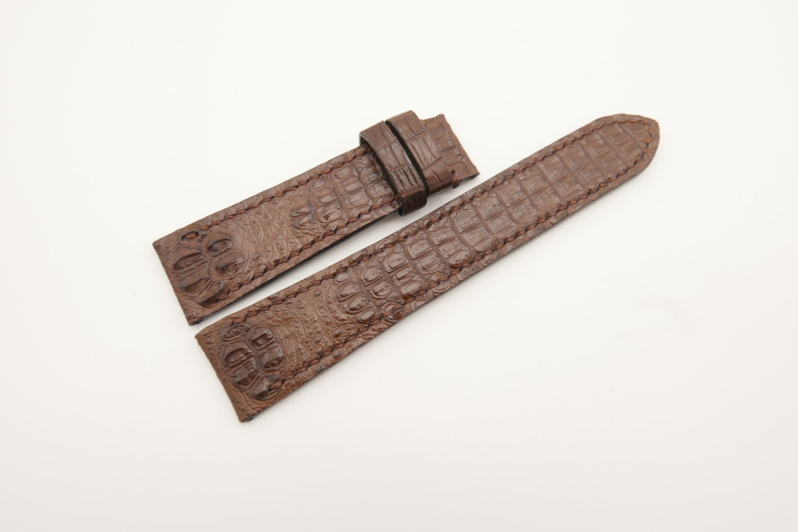 21mm/18mm Brown Baby HORNBACK Genuine CROCODILE Skin Leather Watch Strap #WT4517
