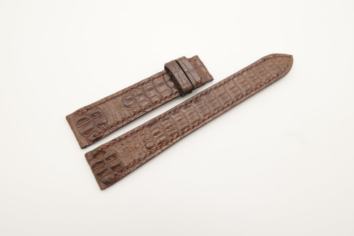 18mm/16mm Brown Genuine Baby HORNBACK CROCODILE Skin Leather Watch Strap #WT4526