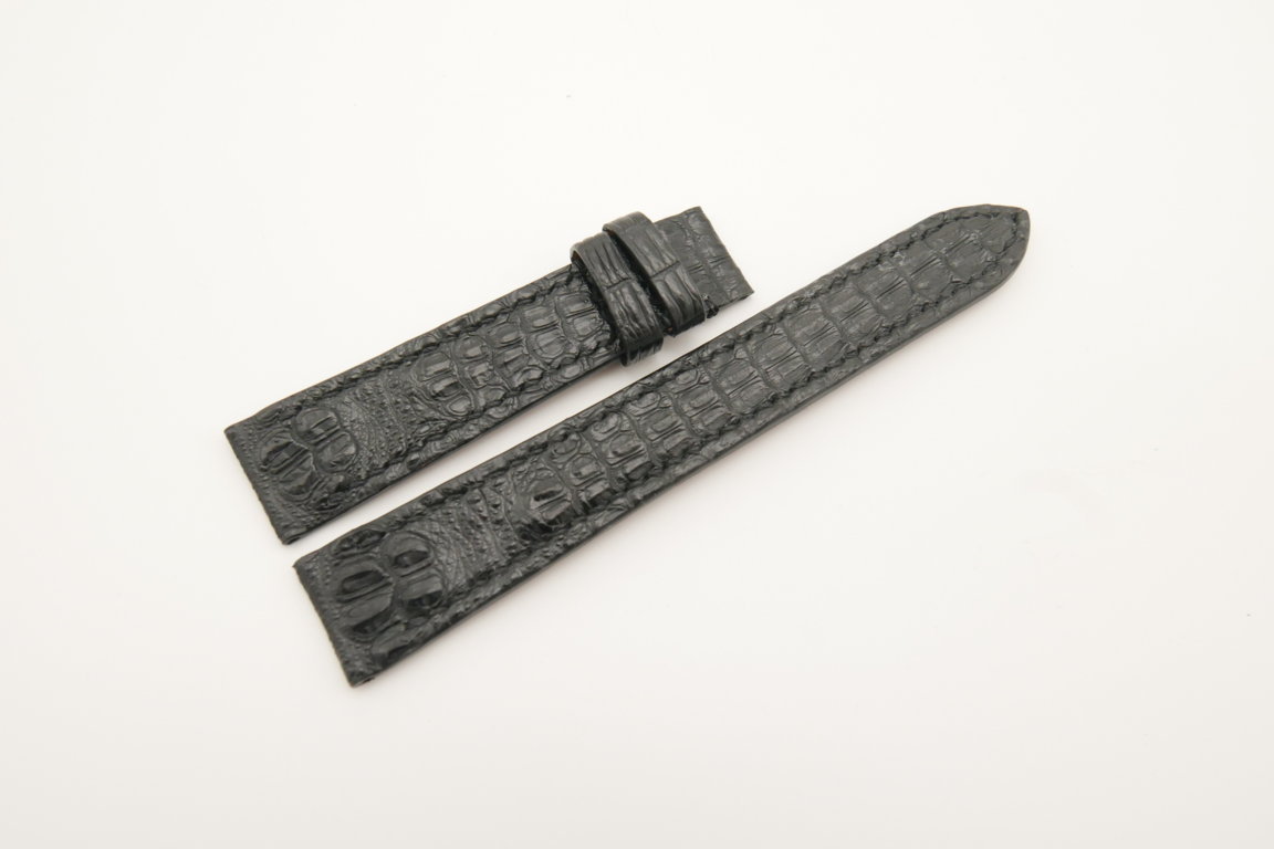 18mm/16mm Black Genuine Baby HORNBACK CROCODILE Skin Leather Watch Strap #WT4528