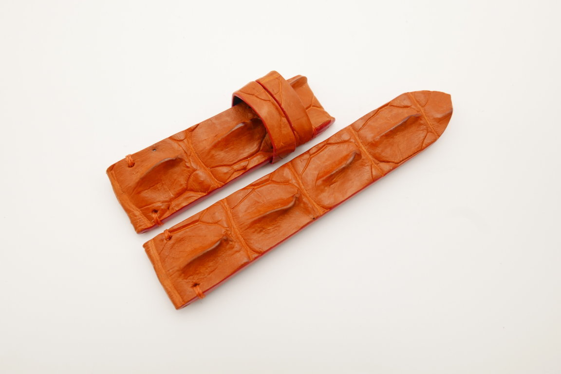 24mm/22mm Orange Genuine HORNBACK CROCODILE Skin Leather Watch Strap for Panerai #WT4539